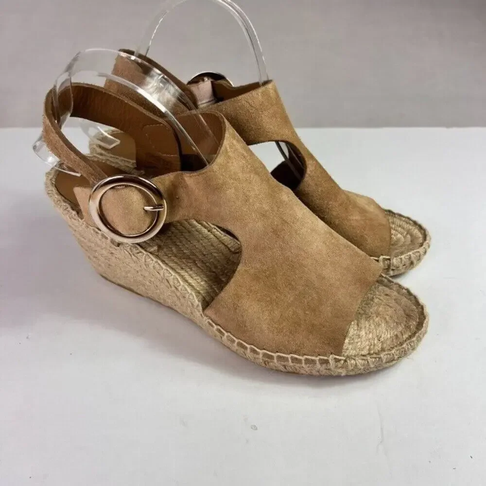 Via Spiga Sandals Sandals 9 M Nolan Espadrille Wedge Desert Suede Leather Buckle